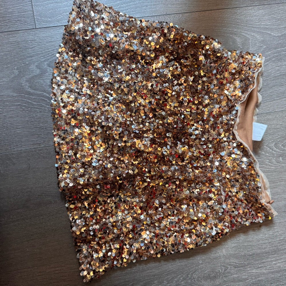 Zara kids 10-12 Sequin Embellished Gold Skirt